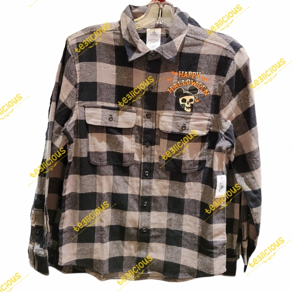 DISNEY PARKS HALLOWEEN PLAID FLANNEL - Picture 2 of 4